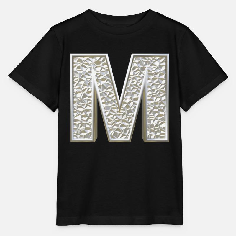 M, lettre, lettre M, initiale, initiale M, monogramme, - T-shirt bio MINI CREATOR Stanley/Stella Enfant - noir