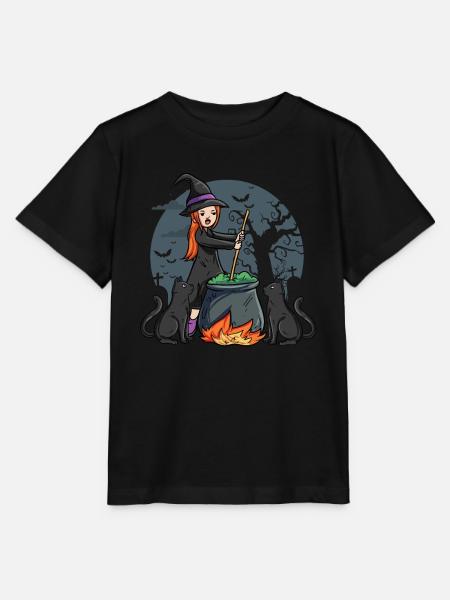 Hexe mit Kessel - Stanley/Stella Kinder T-Shirt MINI CREATOR - Schwarz