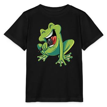 Singender Frosch - Stanley/Stella Kinder T-Shirt MINI CREATOR  - Schwarz - Vorne - Mikhail (115cm)