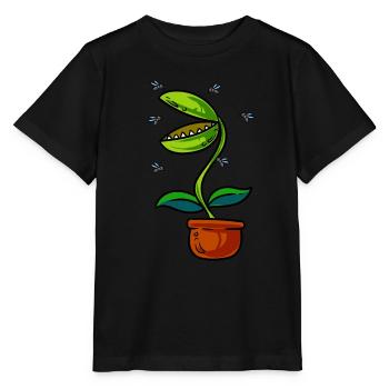 Venus Flytrap Plant - Stanley/Stella MINI CREATOR Kids’ T-Shirt - black - Front - Mikhail (115cm)