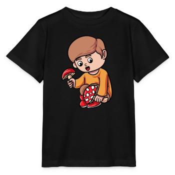 Cartoon Mushroom - Stanley/Stella MINI CREATOR Kids’ T-Shirt - black - Front - Mikhail (115cm)