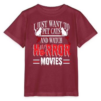 Cult Pet Cats Horrorfilm anschauen - Stanley/Stella Kinder T-Shirt MINI CREATOR  - Burgunderrot - Vorne - Kain (125cm)