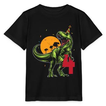 4 Jahre Alter Geburtstag Kinder Dinosaurier T-rex - Stanley/Stella Kinder T-Shirt MINI CREATOR  - Schwarz - Vorne - Mikhail (115cm)