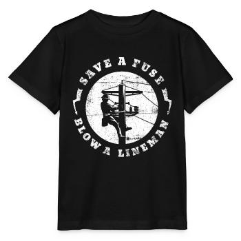 Save a Fuse Blow A Lineman Design for Electricians - Stanley/Stella MINI CREATOR Kids’ T-Shirt - black - Front - Mikhail (115cm)