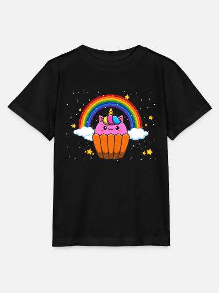 Cupcake de unicornio para panaderos o fanáticos de la repostería - Camiseta para niños MINI CREATOR de Stanley/Stella - negro