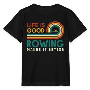 Das Leben Ist Gut Rudern Macht Es Besser Für - Stanley/Stella Kinder T-Shirt MINI CREATOR  - Schwarz - Vorne - Mikhail (115cm)