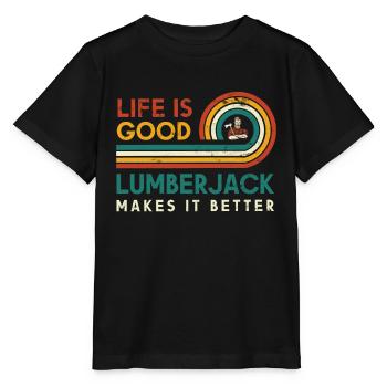 Das Leben Ist Gut Holzfäller Macht Es Besser Für - Stanley/Stella Kinder T-Shirt MINI CREATOR  - Schwarz - Vorne - Mikhail (115cm)