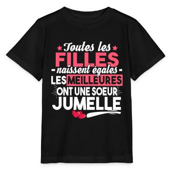 Sœurs Jumelles Licorne Famille Humour Bébé Fille - T-shirt bio MINI CREATOR Stanley/Stella Enfant - noir - Devant - Mikhail (115cm)