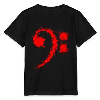 Bass Clef Red - Cadeau drôle d'amateurs de musique - T-shirt bio MINI CREATOR Stanley/Stella Enfant - noir - Devant - Mikhail (115cm)