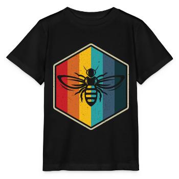 Apiculteur hexagone rétro d’abeille - T-shirt bio MINI CREATOR Stanley/Stella Enfant - noir - Devant - Mikhail (115cm)