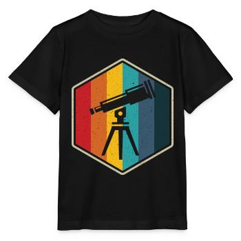 Teleskop retro Sechseck Astro-Fotograf - Stanley/Stella Kinder T-Shirt MINI CREATOR  - Schwarz - Vorne - Mikhail (115cm)
