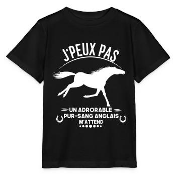 Le pur sang anglais M'attend Cheval race d chevaux - T-shirt bio MINI CREATOR Stanley/Stella Enfant - noir - Devant - Mikhail (115cm)