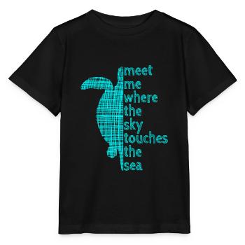 Turtle Slogan meet me Schildkröte Spruch Ozean - Stanley/Stella Kinder T-Shirt MINI CREATOR  - Schwarz - Vorne - Mikhail (115cm)