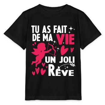 Couple Amoureux Saint Valentin - T-shirt bio MINI CREATOR Stanley/Stella Enfant - noir - Devant - Mikhail (115cm)