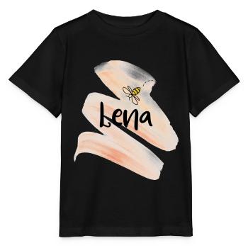 Lena Name mit Biene und Pinselstrich Pastell - Stanley/Stella Kinder T-Shirt MINI CREATOR  - Schwarz - Vorne - Mikhail (115cm)