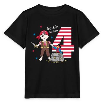 4. Geburtstag Pirat Jungen Geschenkidee - Stanley/Stella Kinder T-Shirt MINI CREATOR  - Schwarz - Vorne - Mikhail (115cm)