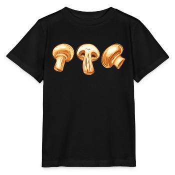 Drei braune Pilze die Champignons Pilze - Stanley/Stella Kinder T-Shirt MINI CREATOR  - Schwarz - Vorne - Mikhail (115cm)