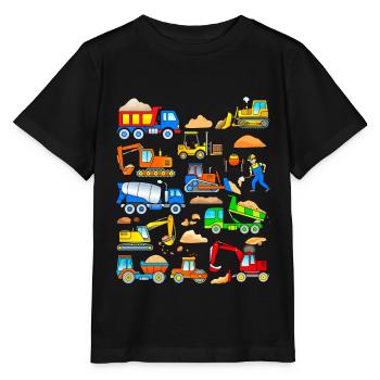 Excavator truck construction worker construction site vehicles - Stanley/Stella MINI CREATOR Kids’ T-Shirt - black - Front - Mikhail (115cm)
