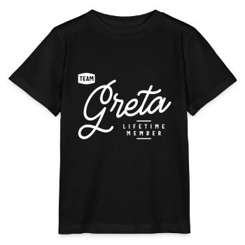 Team Greta Lifetime Member Personalized Name - Stanley/Stella MINI CREATOR Kids’ T-Shirt - black - Front - Mikhail (115cm)