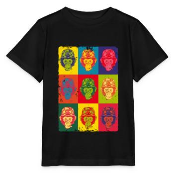 Affen Pop Art Tiere Animals Apes Monkeys - Stanley/Stella MINI CREATOR Kids’ T-Shirt - black - Front - Mikhail (115cm)