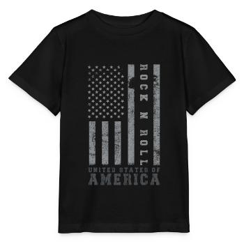 Rock N Roll United States Amérique Drapeau USA - T-shirt bio MINI CREATOR Stanley/Stella Enfant - noir - Devant - Mikhail (115cm)