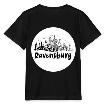 ravensburg,skyline, circle, scissor cut,white - Stanley/Stella MINI CREATOR Kids’ T-Shirt - black - Front - Mikhail (115cm)