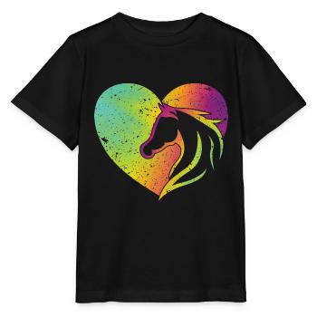 Cœur avec cheval - Amoureux des chevaux Filles de chevaux - T-shirt bio MINI CREATOR Stanley/Stella Enfant - noir - Devant - Mikhail (115cm)