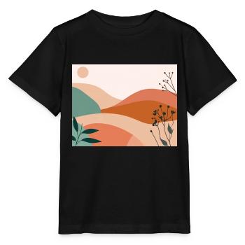 floral illustrations, plants, terracotta, eco - Stanley/Stella MINI CREATOR Kids’ T-Shirt - black - Front - Mikhail (115cm)