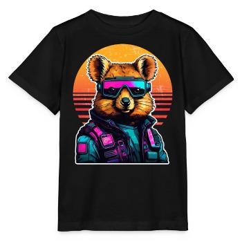 Quokka with hamster cheeks in the sunset - Stanley/Stella MINI CREATOR Kids’ T-Shirt - black - Front - Mikhail (115cm)