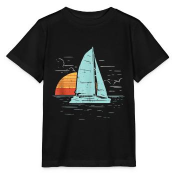 retro boat sail anchor sail sail sail - Stanley/Stella MINI CREATOR Kids’ T-Shirt - black - Front - Mikhail (115cm)