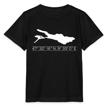 Lac de Constance | Coordonnées | Blanc - T-shirt bio MINI CREATOR Stanley/Stella Enfant - noir - Devant - Mikhail (115cm)