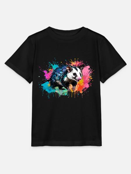 Opossum, ilustration,Beutelratte, bunt, Graffiti - Stanley/Stella Kinder T-Shirt MINI CREATOR - Schwarz