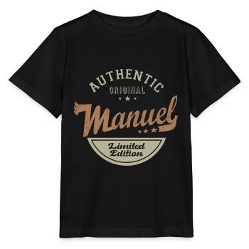 Manuel cadeau Tshirt personnalisé prénom manuel - T-shirt bio MINI CREATOR Stanley/Stella Enfant - noir - Devant - Mikhail (115cm)