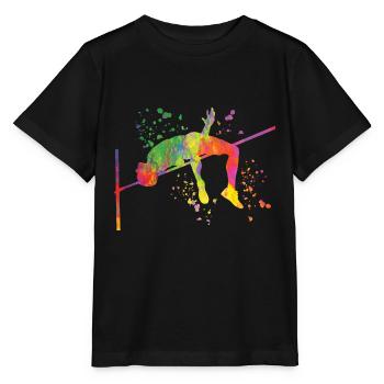 Saut en hauteur Aquarelle Saut en hauteur - T-shirt bio MINI CREATOR Stanley/Stella Enfant - noir - Devant - Mikhail (115cm)