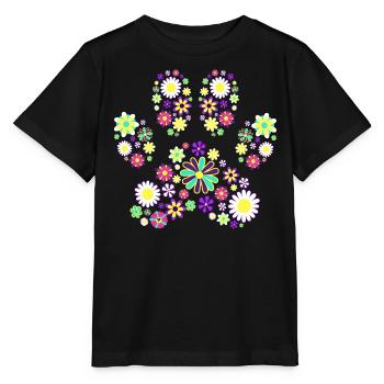 Fleurs Empreinte Patte Chien Femme - T-shirt bio MINI CREATOR Stanley/Stella Enfant - noir - Devant - Mikhail (115cm)