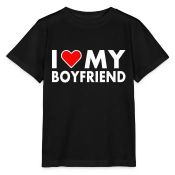 I love my boyfriend - Stanley/Stella Kinder T-Shirt MINI CREATOR  - Schwarz - Vorne - Mikhail (115cm)