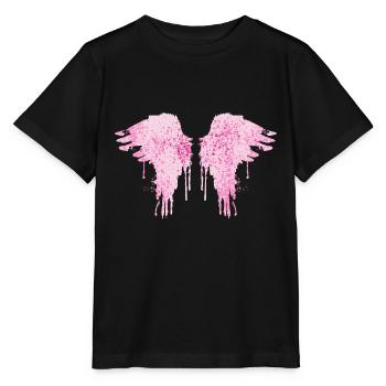 Angel wings,pink,colorful wings,graffiti - Stanley/Stella MINI CREATOR Kids’ T-Shirt - black - Front - Mikhail (115cm)