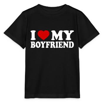 I love my boyfriend - Stanley/Stella Kinder T-Shirt MINI CREATOR  - Schwarz - Vorne - Mikhail (115cm)