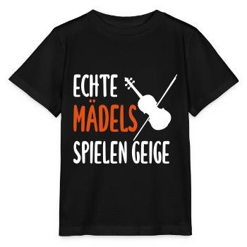 Echte Mädels spielen Geige - Stanley/Stella Kinder T-Shirt MINI CREATOR  - Schwarz - Vorne - Mikhail (115cm)