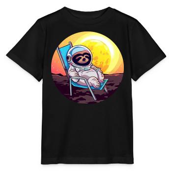 Astronauten-Faultier im Liegestuhl - Originelles - Stanley/Stella Kinder T-Shirt MINI CREATOR  - Schwarz - Vorne - Mikhail (115cm)