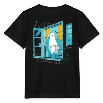 Fantôme effrayant dans la fenêtre, boo dans la fenêtre - T-shirt bio MINI CREATOR Stanley/Stella Enfant - noir - Devant - Mikhail (115cm)