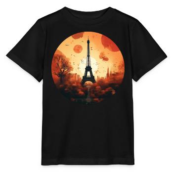 Sonnenuntergang in Paris: Eiffelturm und - Stanley/Stella Kinder T-Shirt MINI CREATOR  - Schwarz - Vorne - Mikhail (115cm)