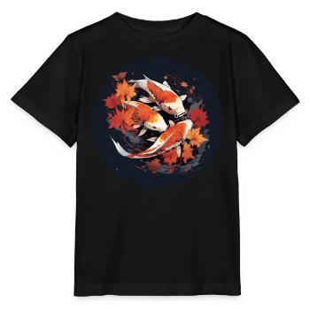 Koi-Karpfen bei Mitternacht: Nachtteich Magie - Stanley/Stella Kinder T-Shirt MINI CREATOR  - Schwarz - Vorne - Mikhail (115cm)