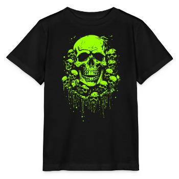 Green slimy funny skulls abound - Stanley/Stella MINI CREATOR Kids’ T-Shirt - black - Front - Mikhail (115cm)