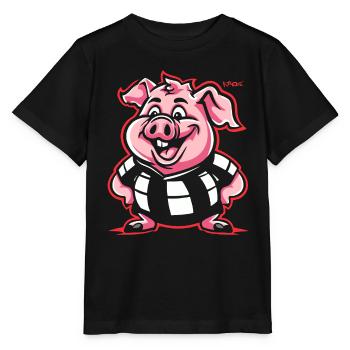 Eine Überraschung, molliges rundes Schwein - Stanley/Stella Kinder T-Shirt MINI CREATOR  - Schwarz - Vorne - Mikhail (115cm)