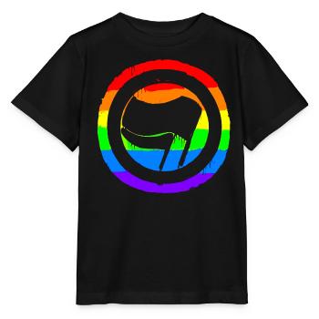 Regenbogen Bunt Protest Antifa Links - Stanley/Stella Kinder T-Shirt MINI CREATOR  - Schwarz - Vorne - Mikhail (115cm)
