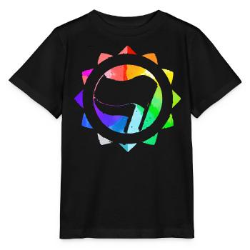 RAINBOW COLORFUL ANTI-FASCIST - Stanley/Stella MINI CREATOR Kids’ T-Shirt - black - Front - Mikhail (115cm)