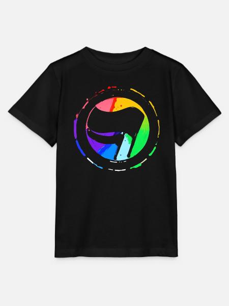 Drapeau antifa arc-en-ciel - T-shirt bio MINI CREATOR Stanley/Stella Enfant - noir