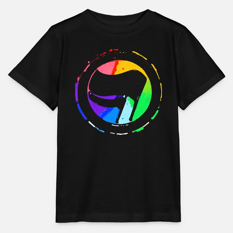 Drapeau antifa arc-en-ciel - T-shirt bio MINI CREATOR Stanley/Stella Enfant - noir