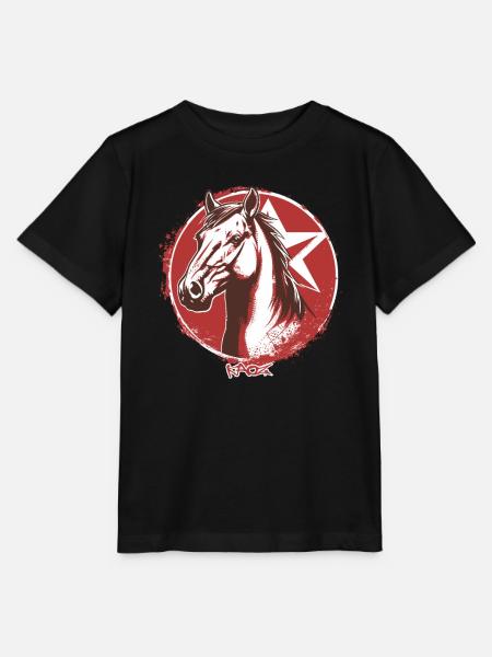 Großer Stern Propaganda Pferd - Stanley/Stella Kinder T-Shirt MINI CREATOR - Schwarz